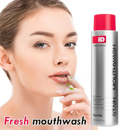 Hismile ID Stain Whitening Mouthwash Gentle Fresh Breath Remove Plaque Stains Enamel Safe No Sensitivity Home Oral Care
